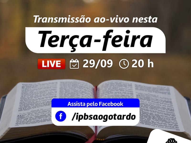 Arte de transmissão ao vivo pelo Facebook da Igreja Presbiteriana de São Gotardo